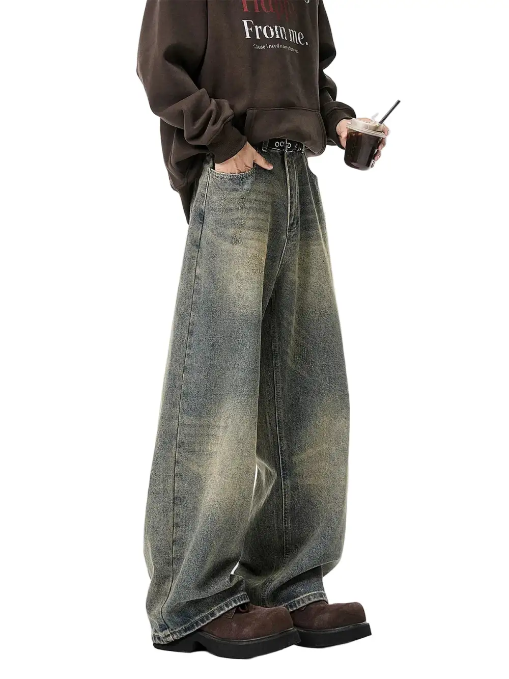 Vintage-Wash Faded Straight-Leg Jeans