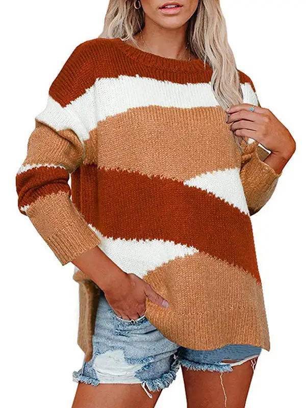 Women's Striped Long-Sleeve Sweater