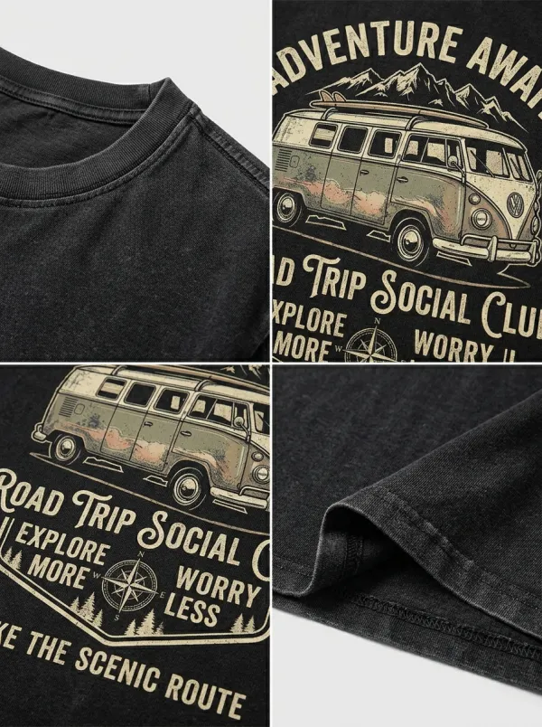 Unisex Adventure Road Trip Camper Van Printed T-shirt