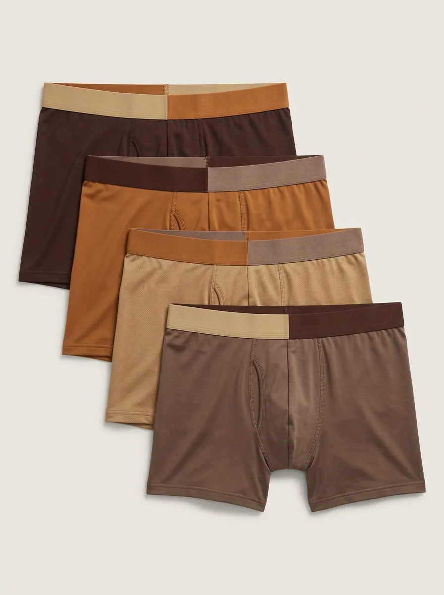 Men's Brown Contoured-Pouch 4-Pack Boxer Briefs