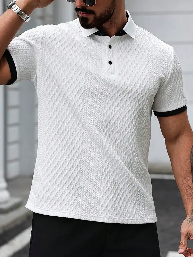 Contrast Trim Cool-Touch Cotton Knit Short Sleeve Shirt