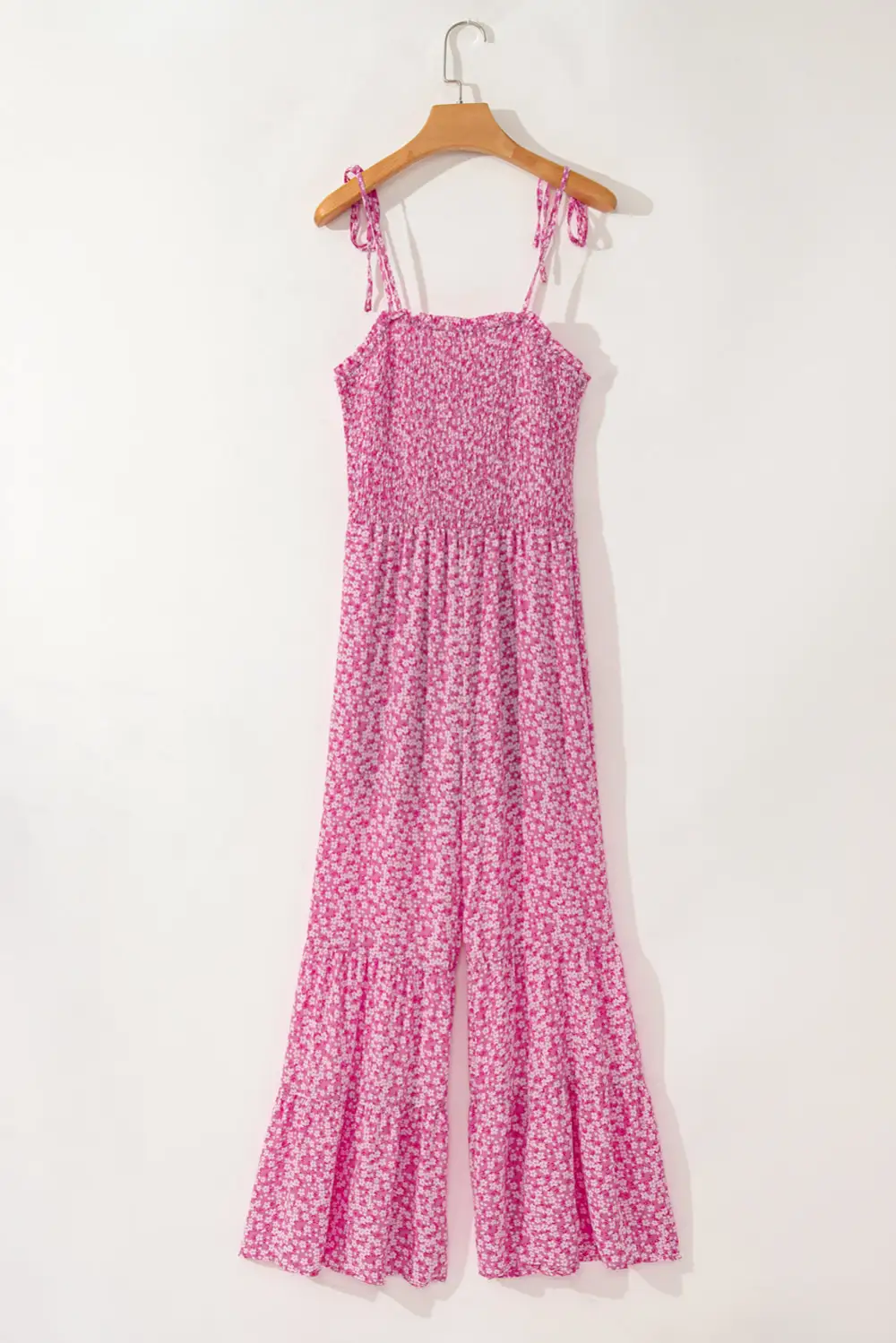 Thin Straps Smocked Bodice Wide Leg Accessory