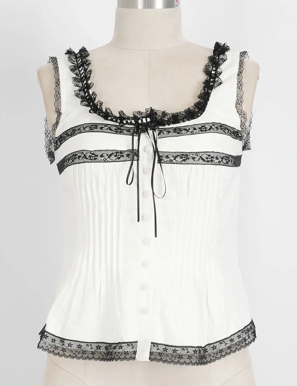 Lace Trim Square Neck Color Block Tank Top