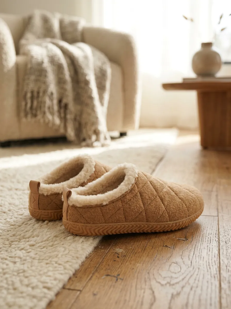 Everyday Quilted Winter Lifestyle Look Unisex Warm Wool Shoes
