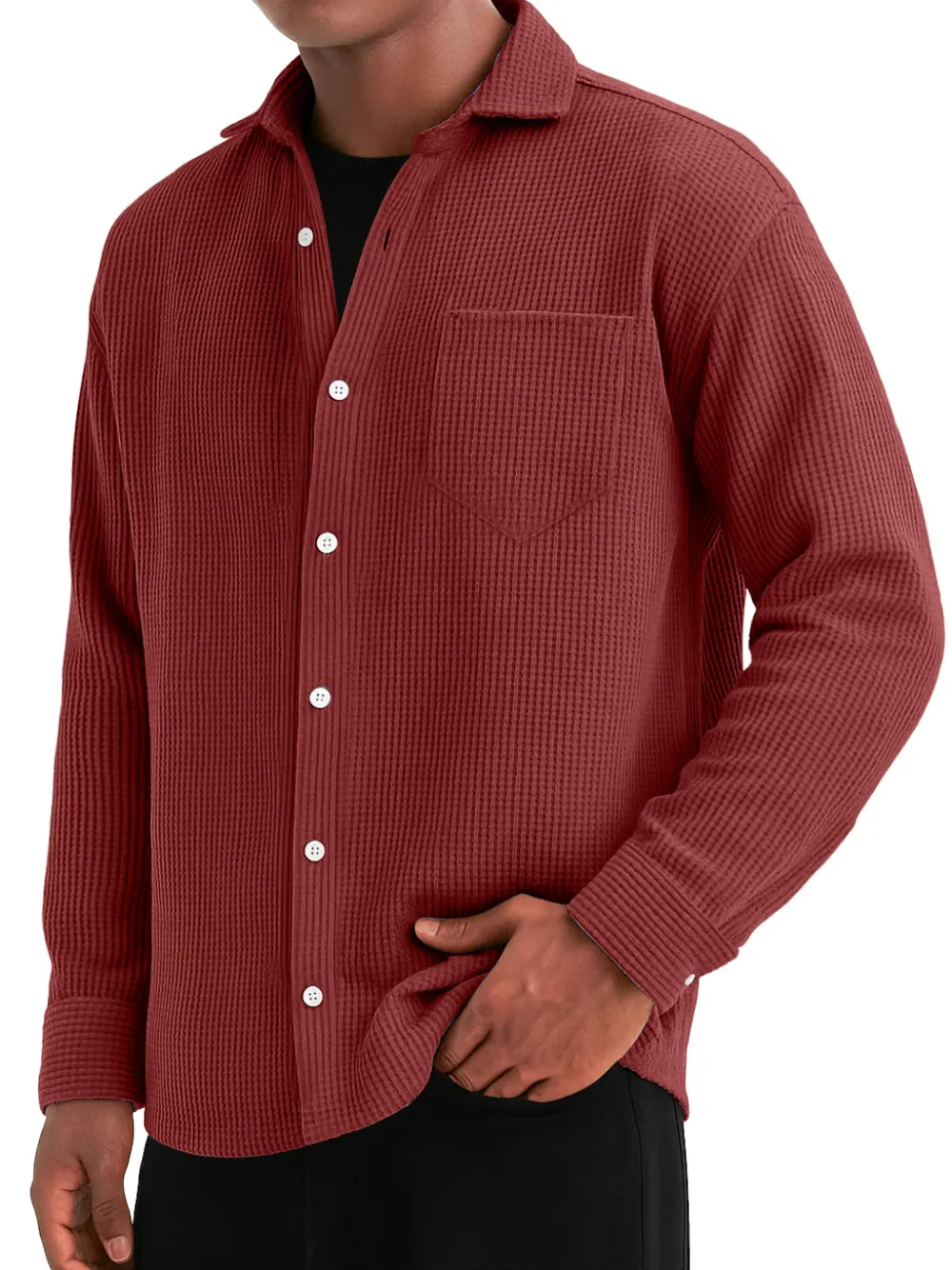 Comfort Fit Textured Knit Pocket Shirt