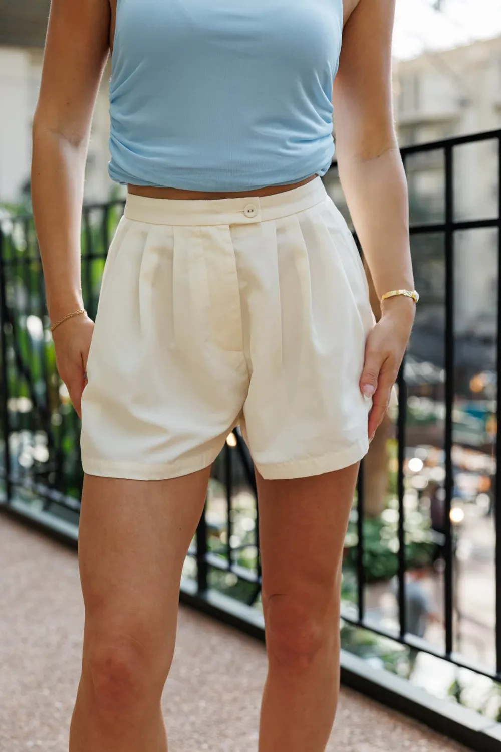 Pleated Pocket A Line Casual Shorts