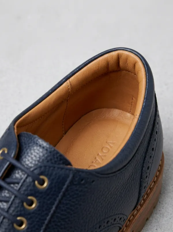 Men's Brogue Pebble-Grain Derby Dress Shoes