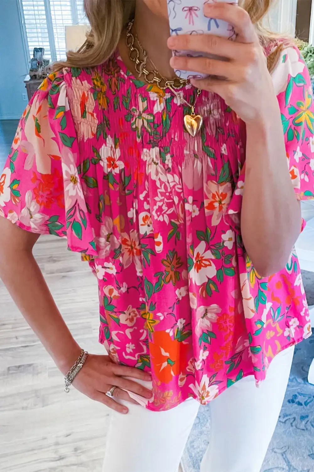 Classic Floral Short Sleeve Blouse