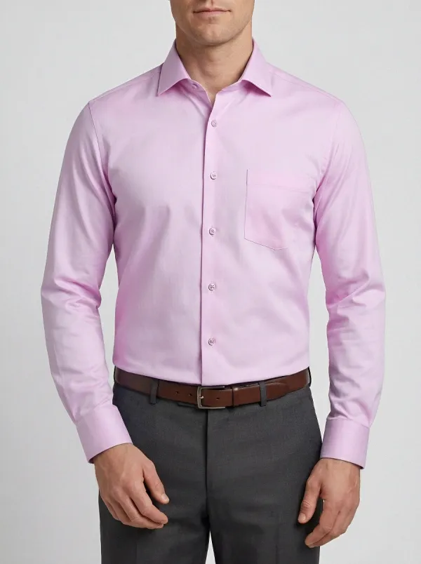 Men's Business Casual Light Blue Solid Long Sleeve Dress Shirt