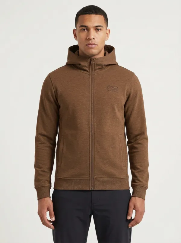 Men's Wave Detail Graphic Full-Zip Chest-Detail Hoodie