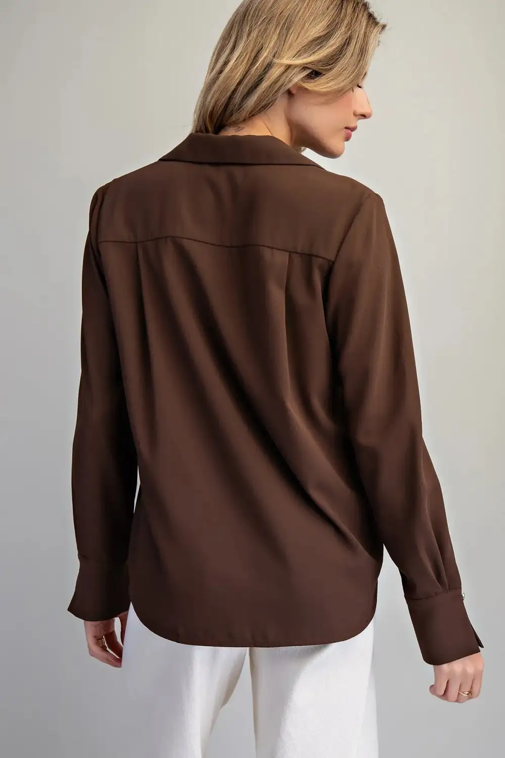 Collared V-Neck Blouse