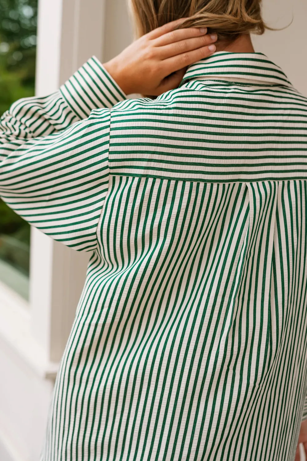 Striped Button Up Long Sleeve Dress