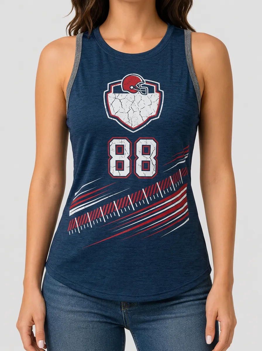Women's Navy Graphic Print Racerback Tank Top