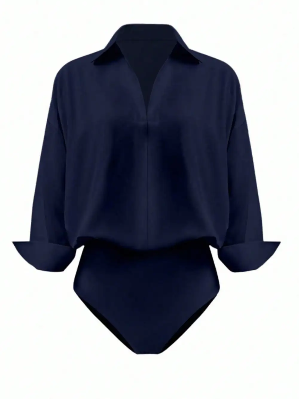 Button Down Long Sleeve Bodysuit Shirt