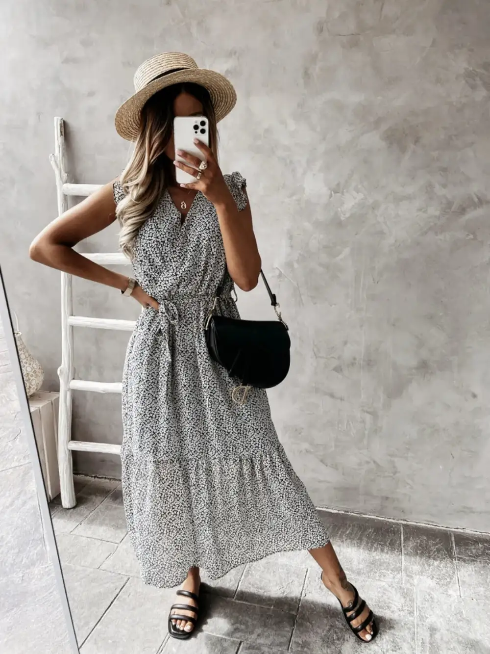 Everyday Surplice Neck Ruffle Trim Dress