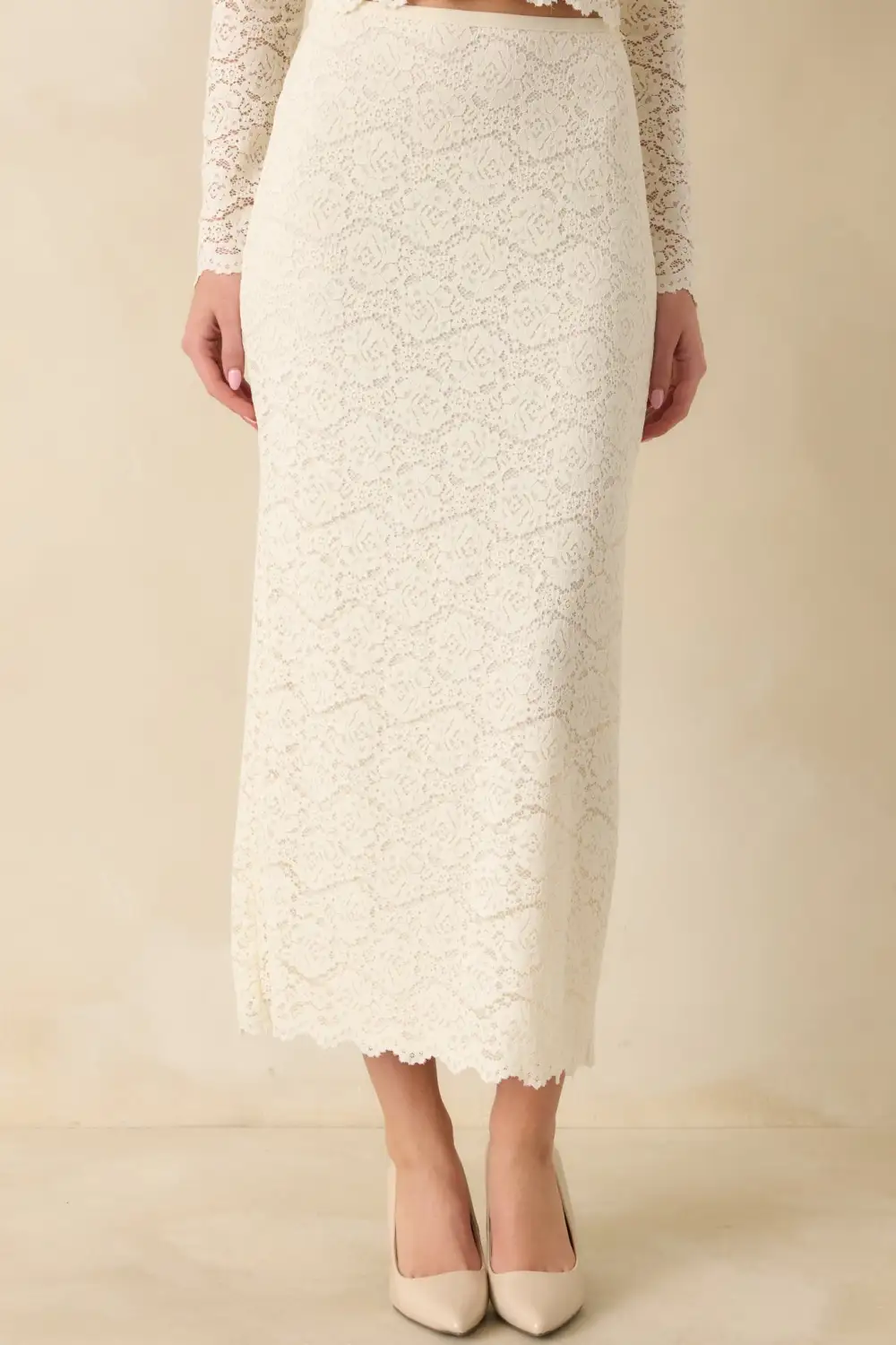 Cotton Spandex Midi Skirt