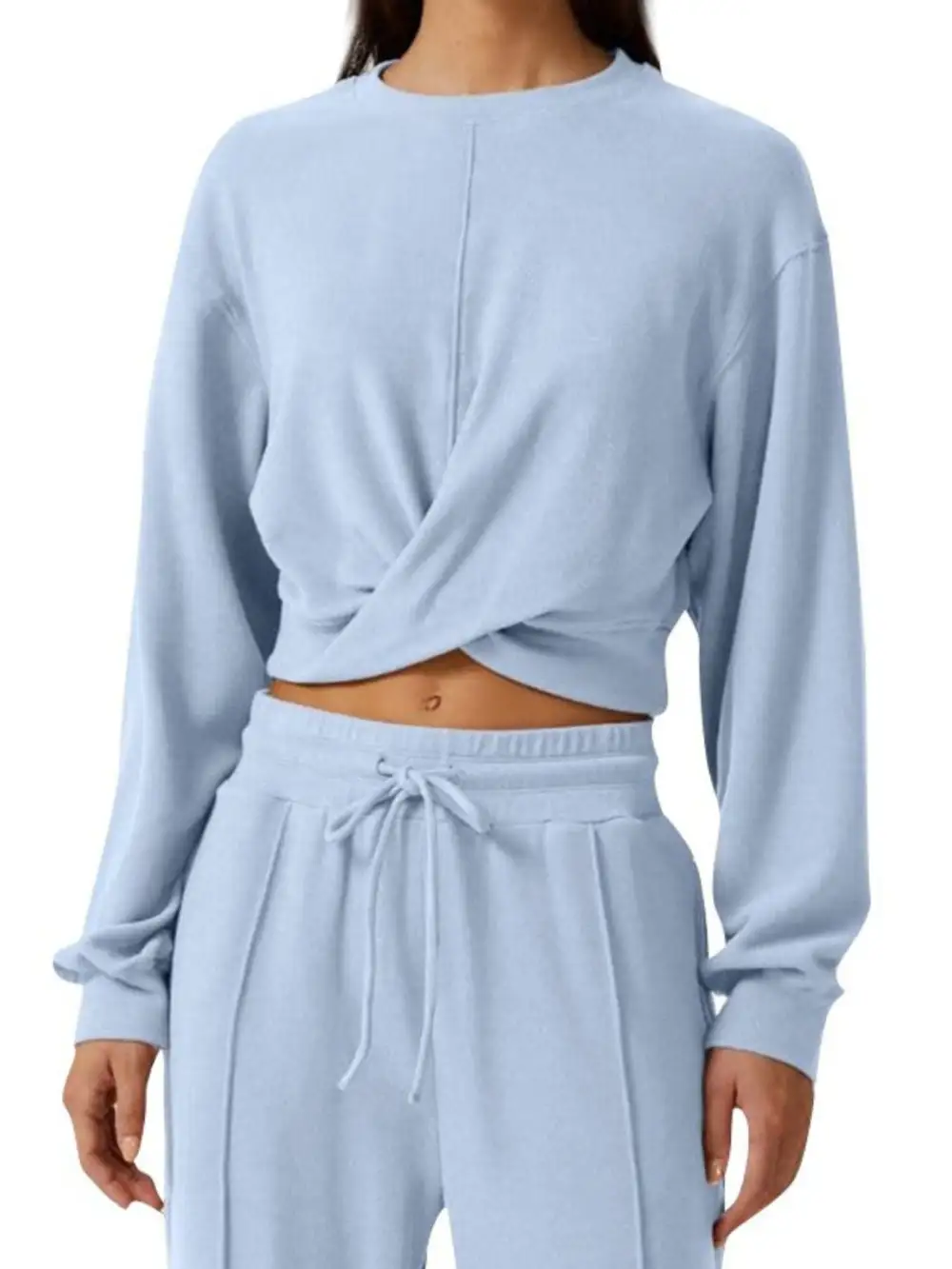 Twist Front Long Sleeve Top and Pants Set