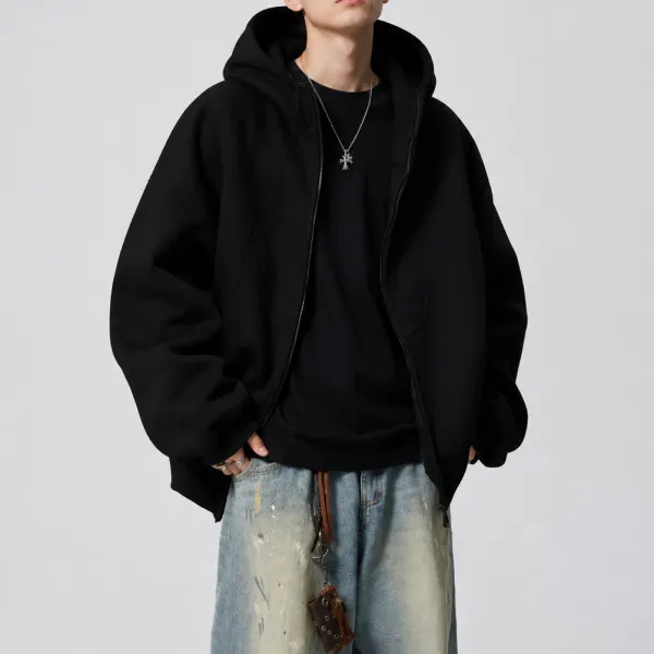 Deconstructed Zip-Up Hoodie Jacket