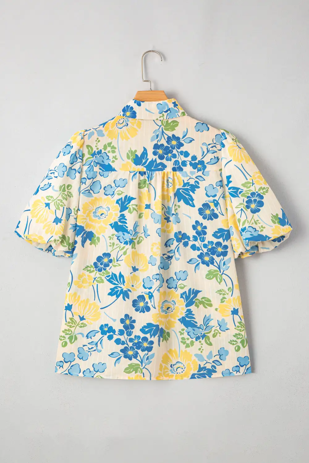 Everyday Striped Floral Puff Sleeve Blouse