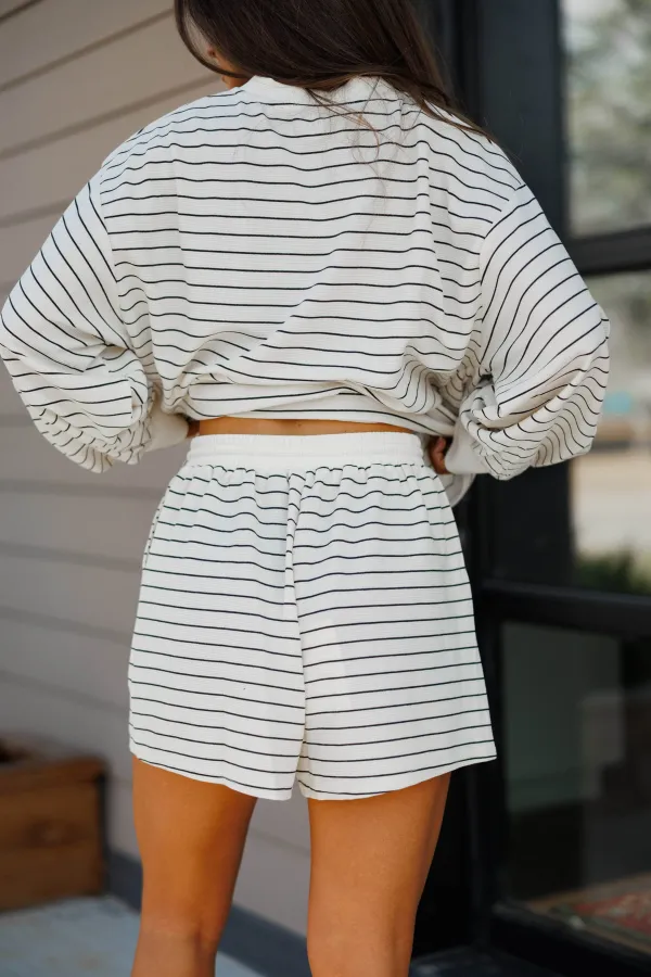Striped Drawstring Casual Shorts