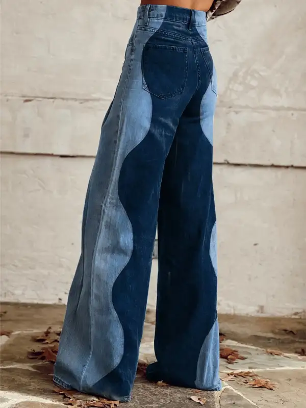 Classic Denim Boho Printed Trousers