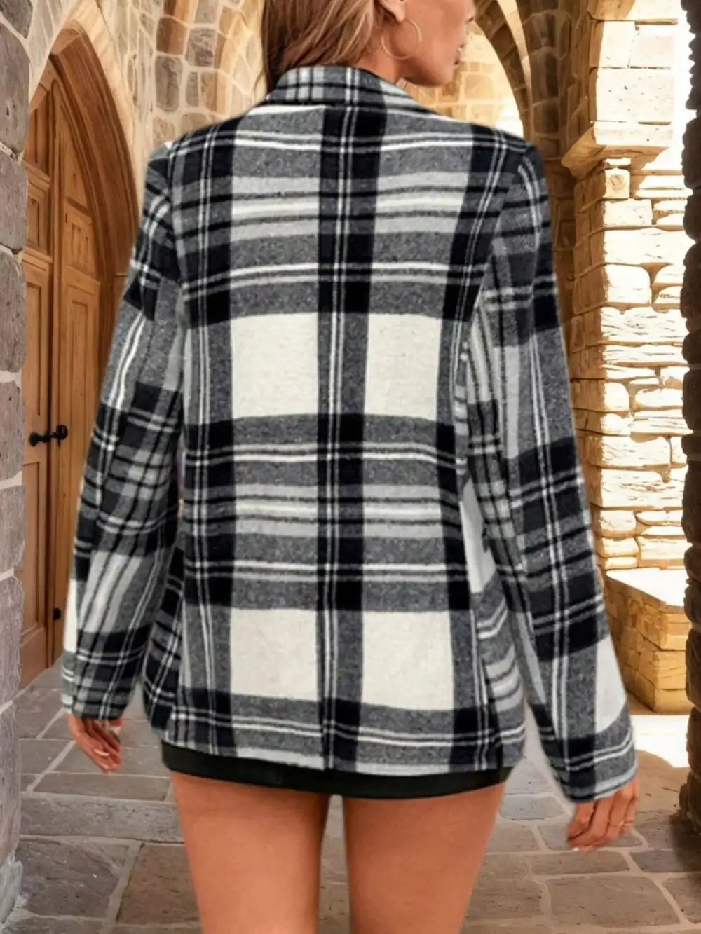 Plaid Single Button Blazer