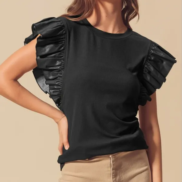 Ruffled Patchwork Blouse