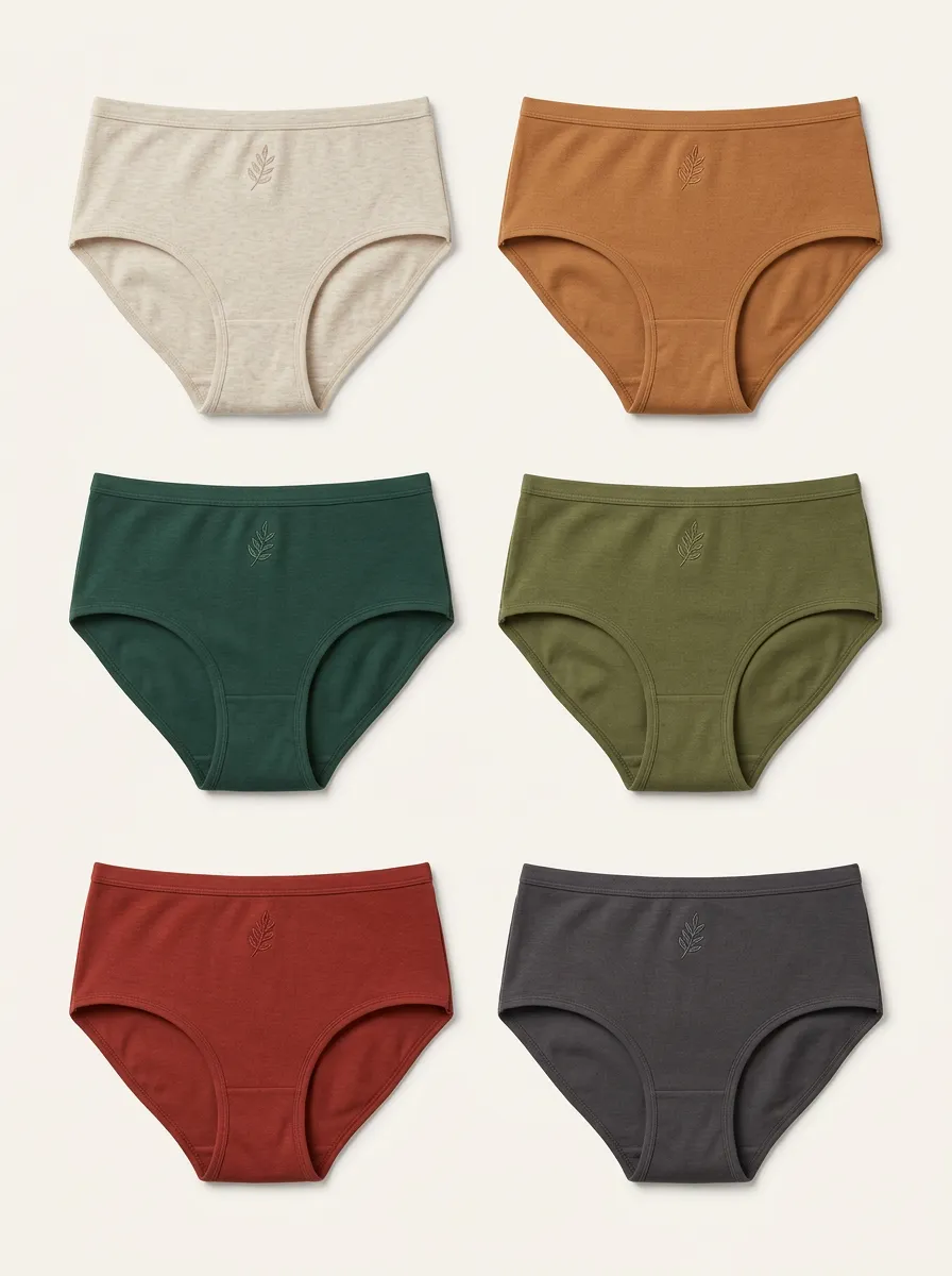 Women's Center Leaf Embroidered Everyday Brief Set
