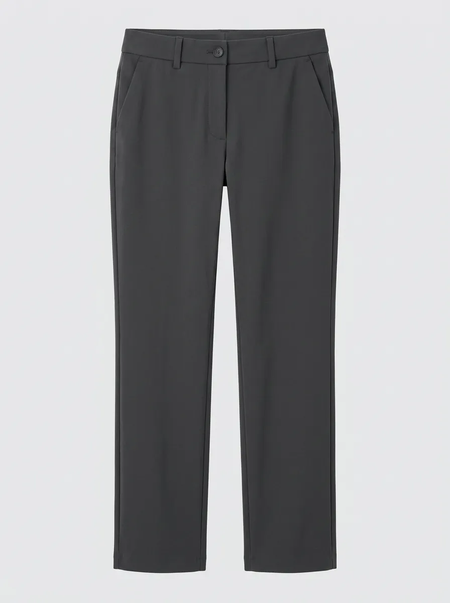 Women's Tailored Minimalist Mid-Rise High-Stretch Straight-Leg Pants