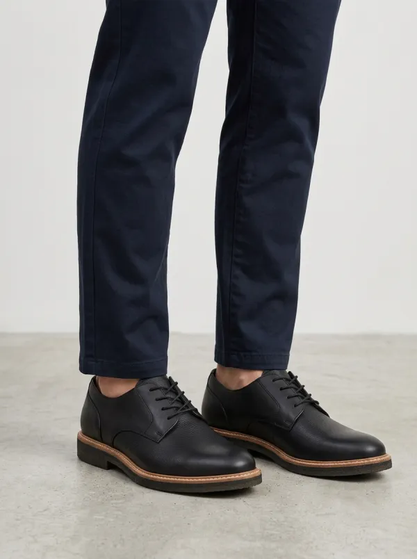 Men's Black Pebble-Grain Leather Oxford Shoes