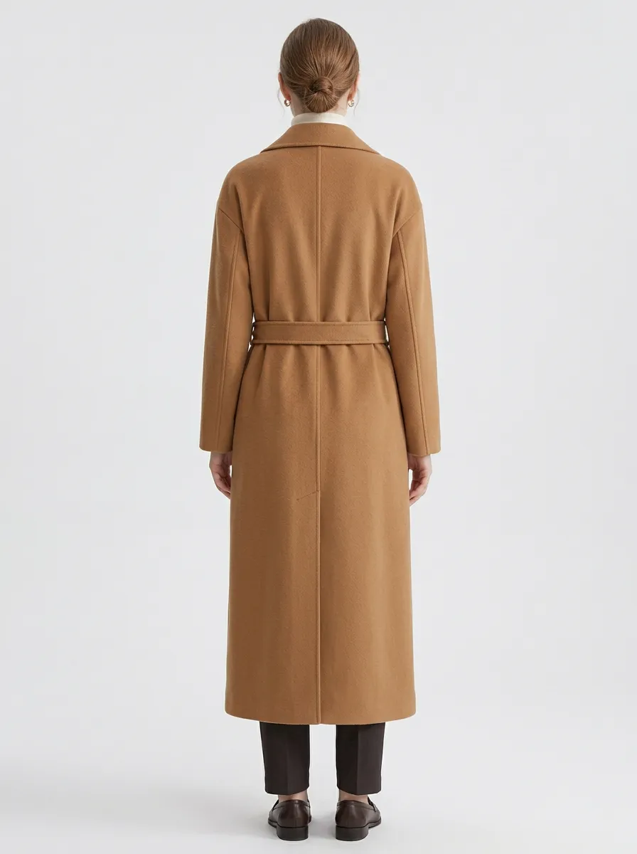 Women's Elegant Belted Minimalist Long Trench Coat