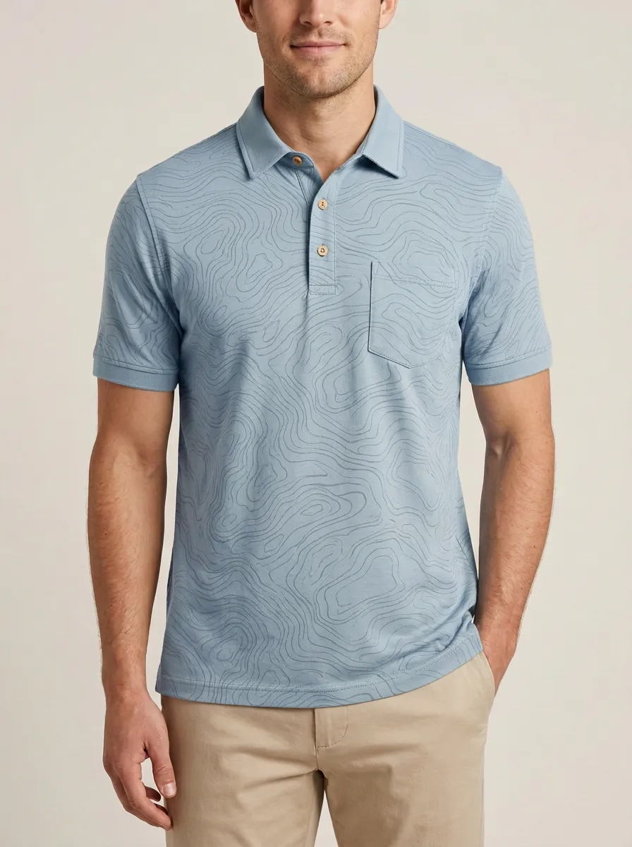 Business-Casual Topographic Men's Polo Shirt