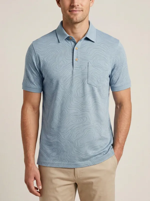 Business-Casual Topographic Men's Polo Shirt