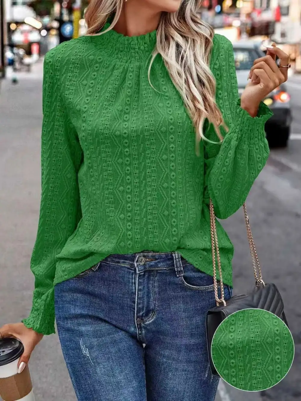 Fluid Lace Smocked Blouse