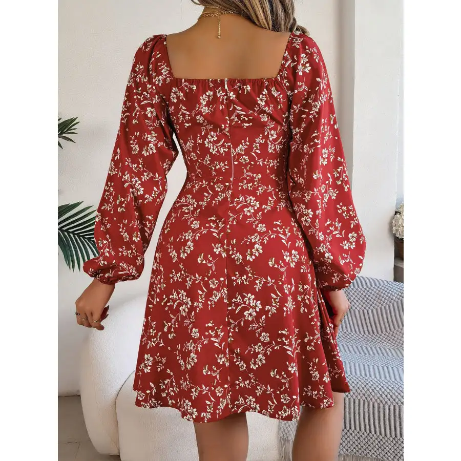 Sweetheart Neck Balloon Sleeve Mini Dress