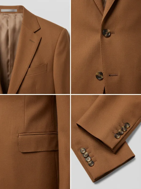 Men's Business Formal Brown Solid Color Tailored Blazer Jacket
