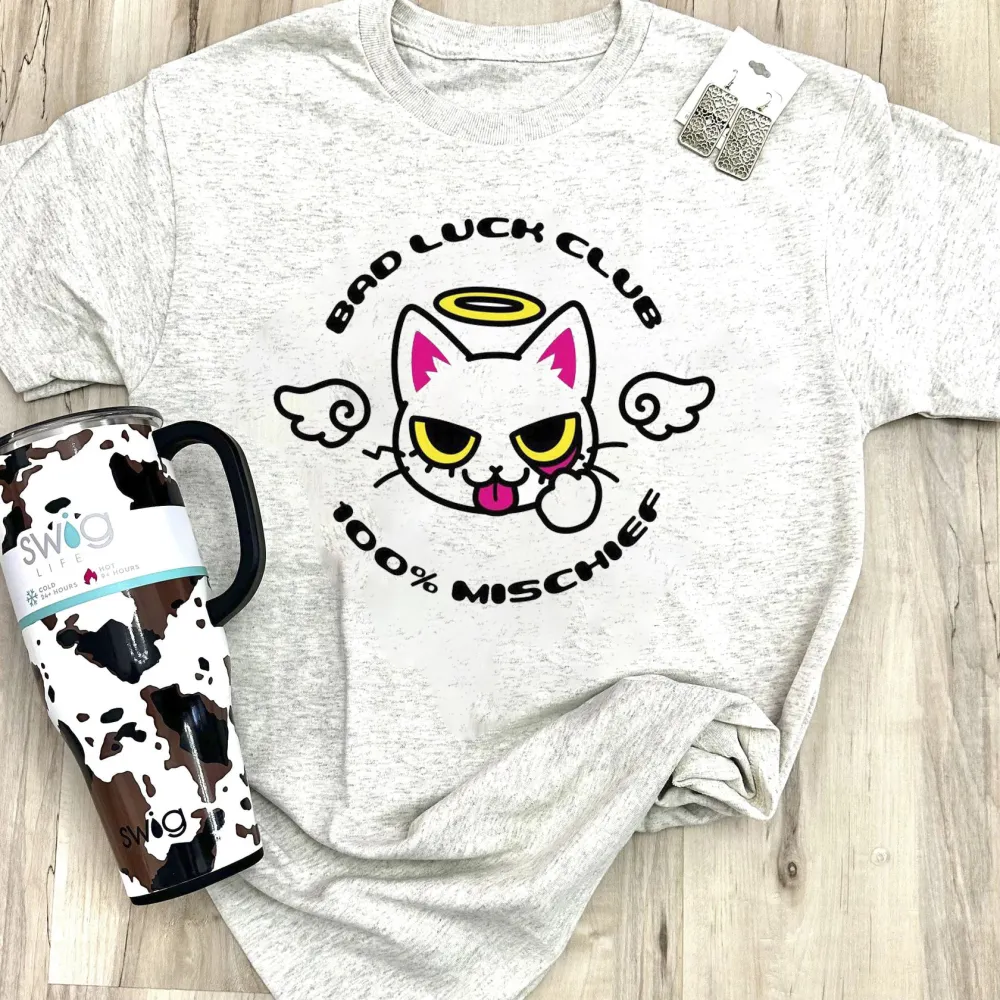 Cartoon Cat Letter Printed T-shirt
