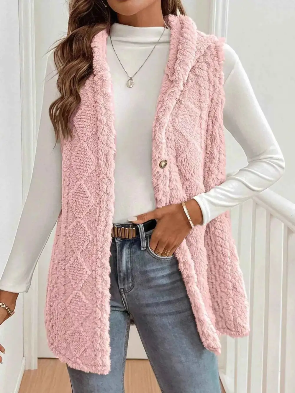 Cozy Sherpa Fleece Hooded Vest Coat