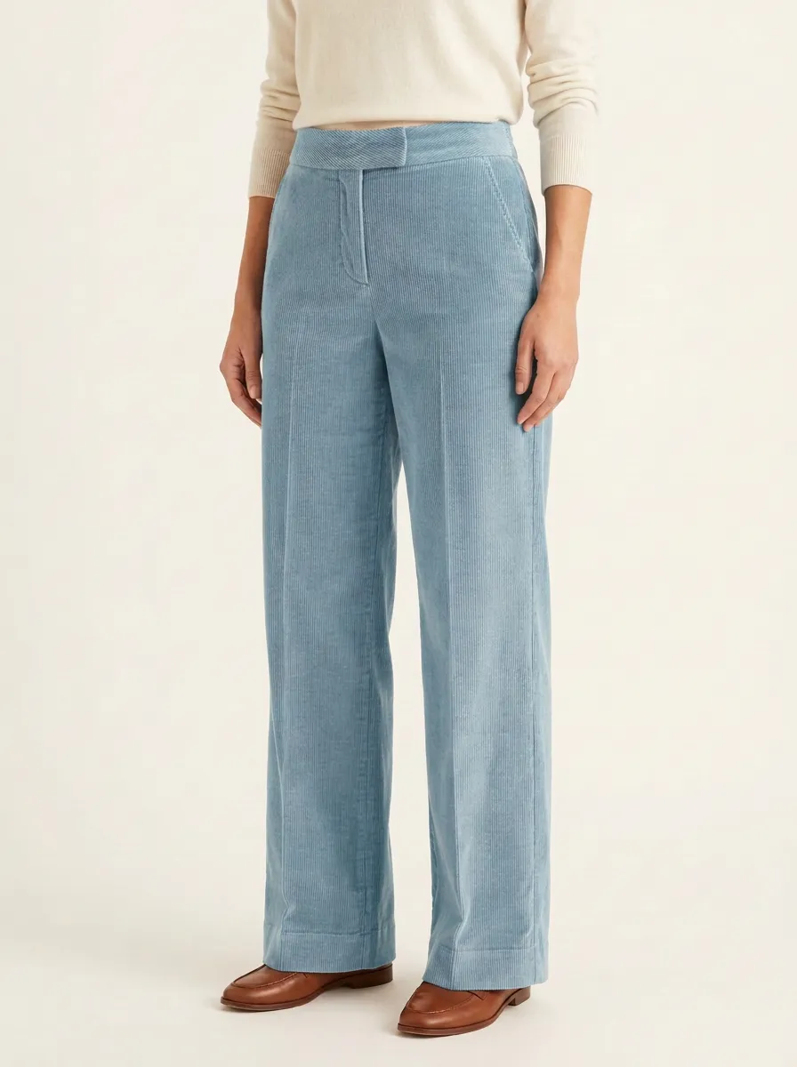 Women's Hook-and-Bar Crease-Front Wide-Leg Corduroy Pants