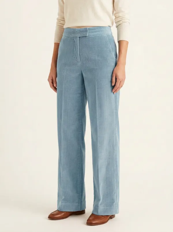 Women's Hook-and-Bar Crease-Front Wide-Leg Corduroy Pants