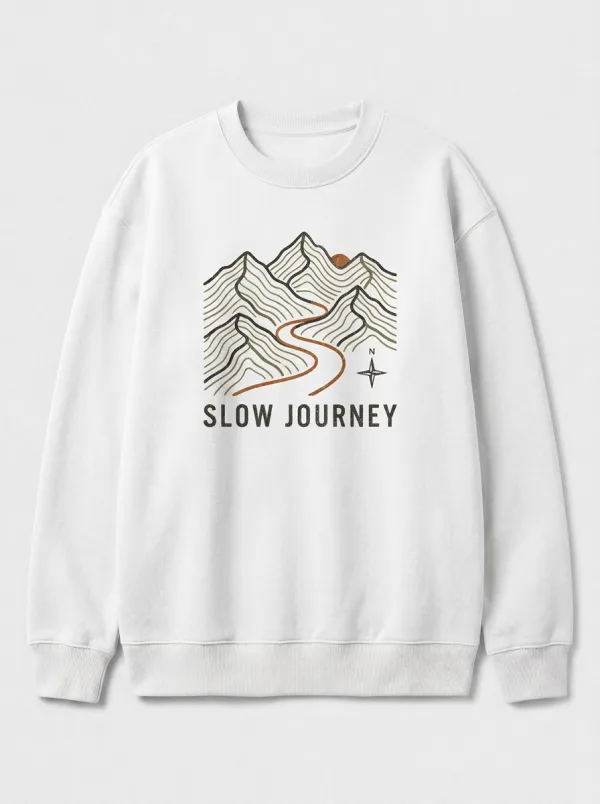 Unisex Outdoor Adventure Slow Journey Mountain Printed Sweatshirt