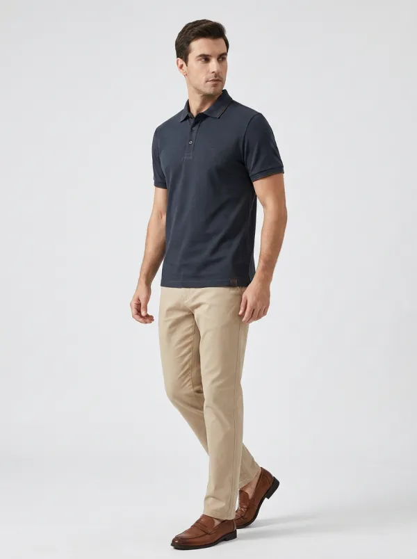 Contrast-Trim Men's Polo Shirt