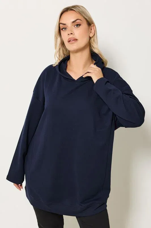 Navy Blue Seam Detail Hoodie