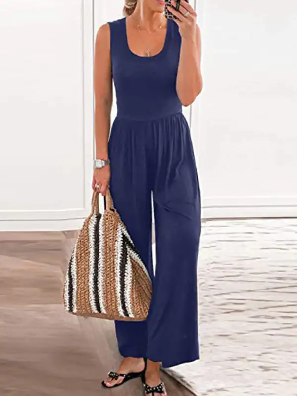 Clean Loose Sleeveless Jumpsuit