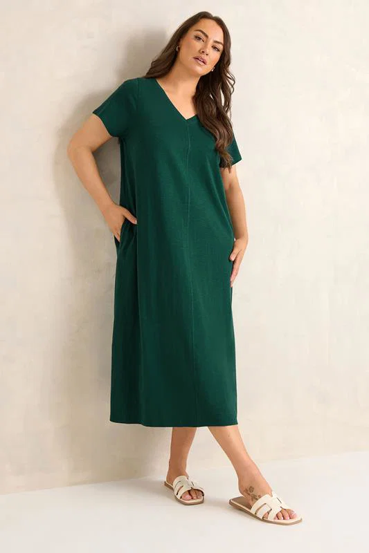 Teal Green Cotton Midi Dress detail 1