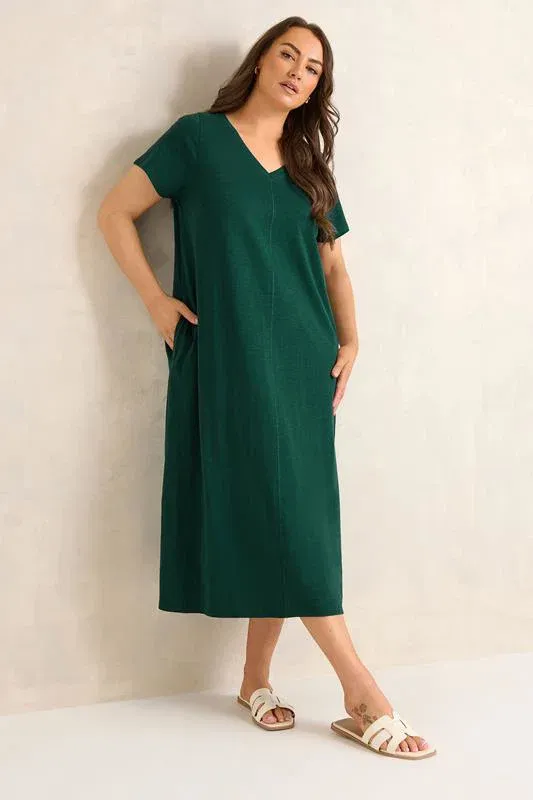 Teal Green Cotton Midi Dress
