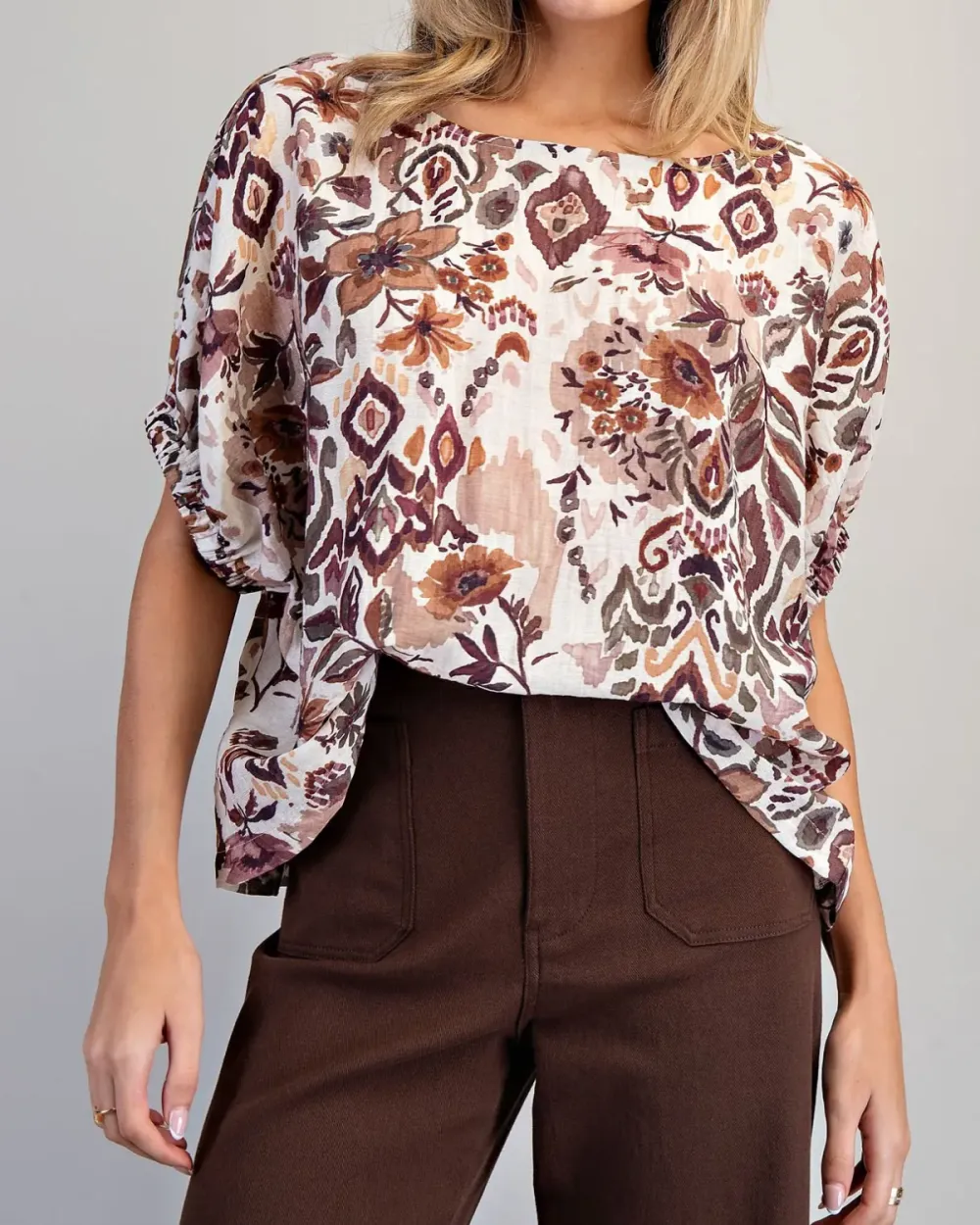Floral Draped Blouse