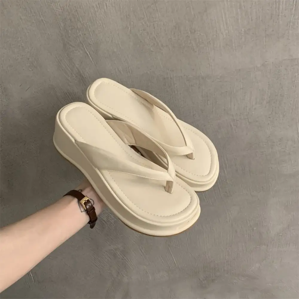 Raised Sole Thick Wedge Slide Sandals