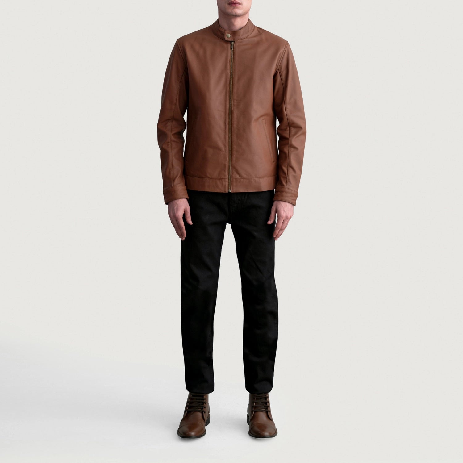 Men's Textured Biker Leather Jacket