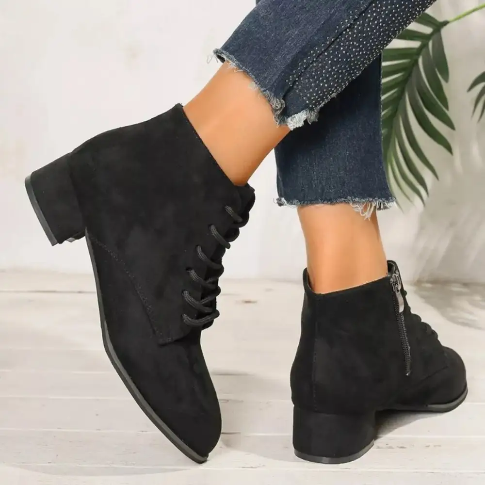 Lace-Up Block Heel Boots